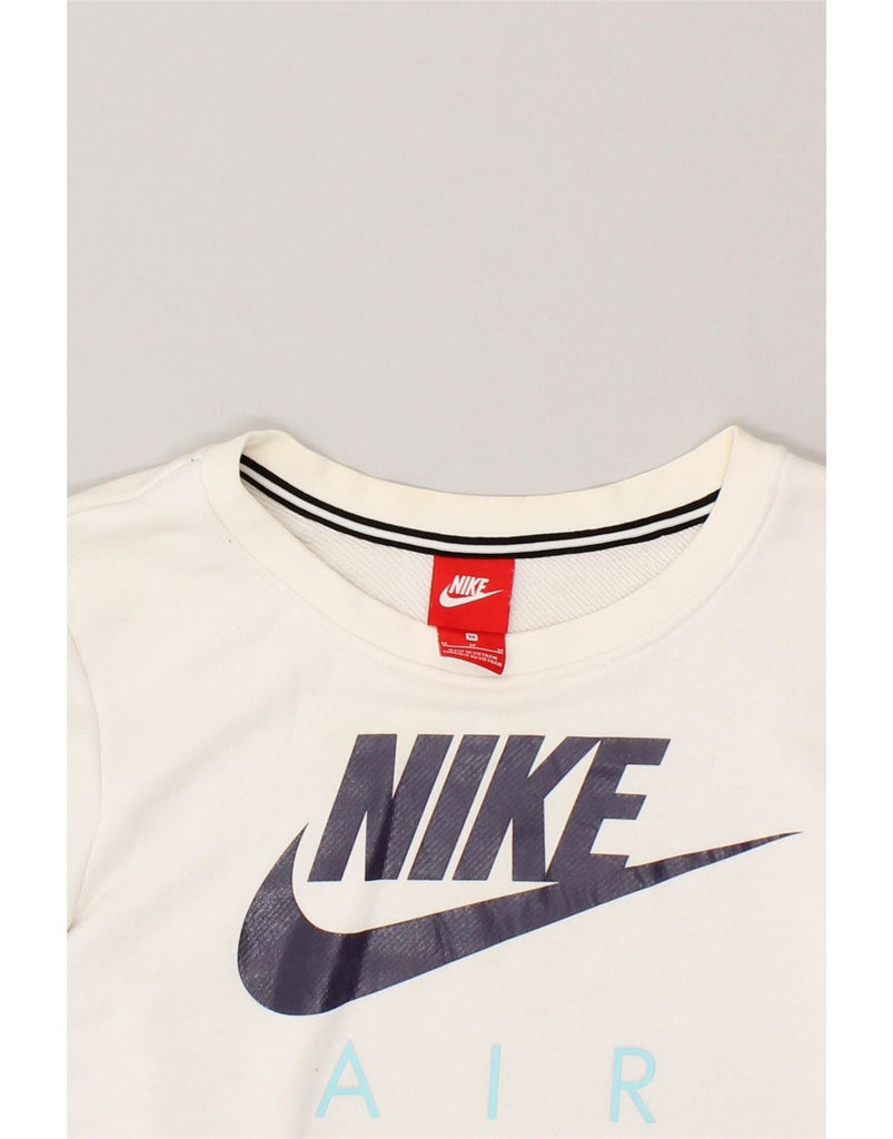 NIKE Womens Crop Graphic Sweatshirt Jumper UK 14 Medium White Cotton Vintage Nike and Second-Hand Nike from Messina Hembry 