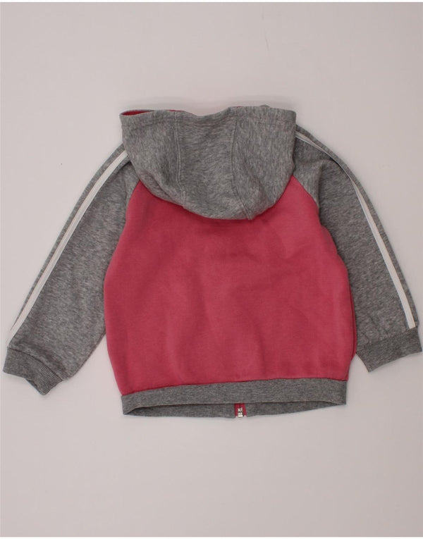 Adidas Baby Girls Zip Hoodie Sweater 12-18 Months Pink Colourblock Cotton