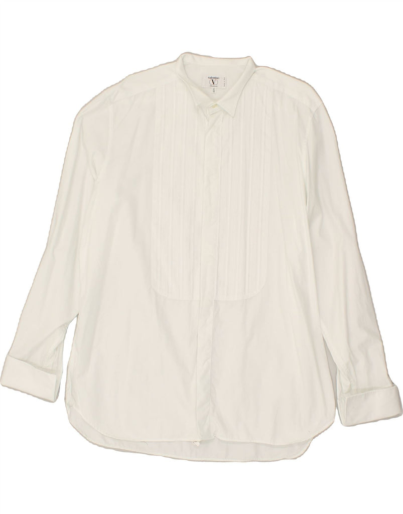 VALENTINO Mens Tuxedo Shirt Size 17 43 XL White Cotton | Vintage Valentino | Thrift | Second-Hand Valentino | Used Clothing | Messina Hembry 