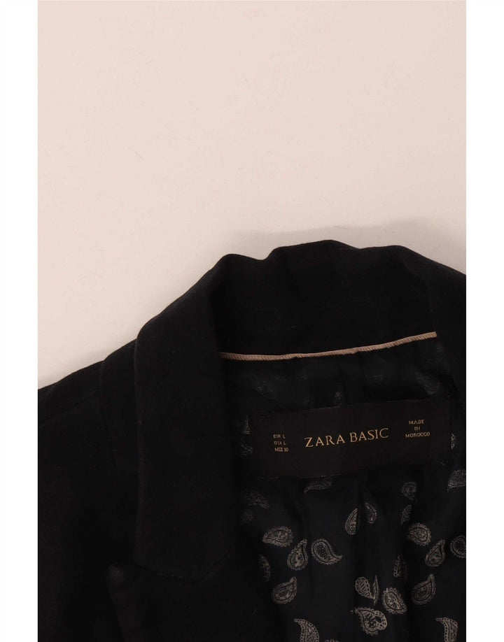 Zara Womens 1 Button Blazer Jacket UK 14 Large Navy Blue