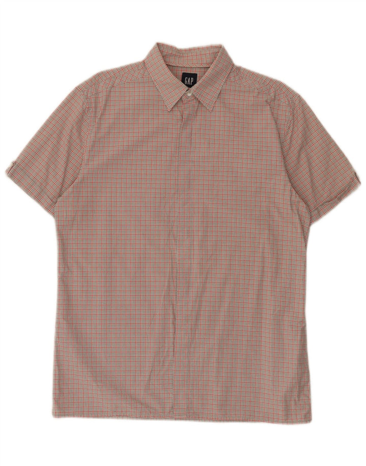 Gap Mens Short Sleeve Shirt Medium Grey Check Cotton