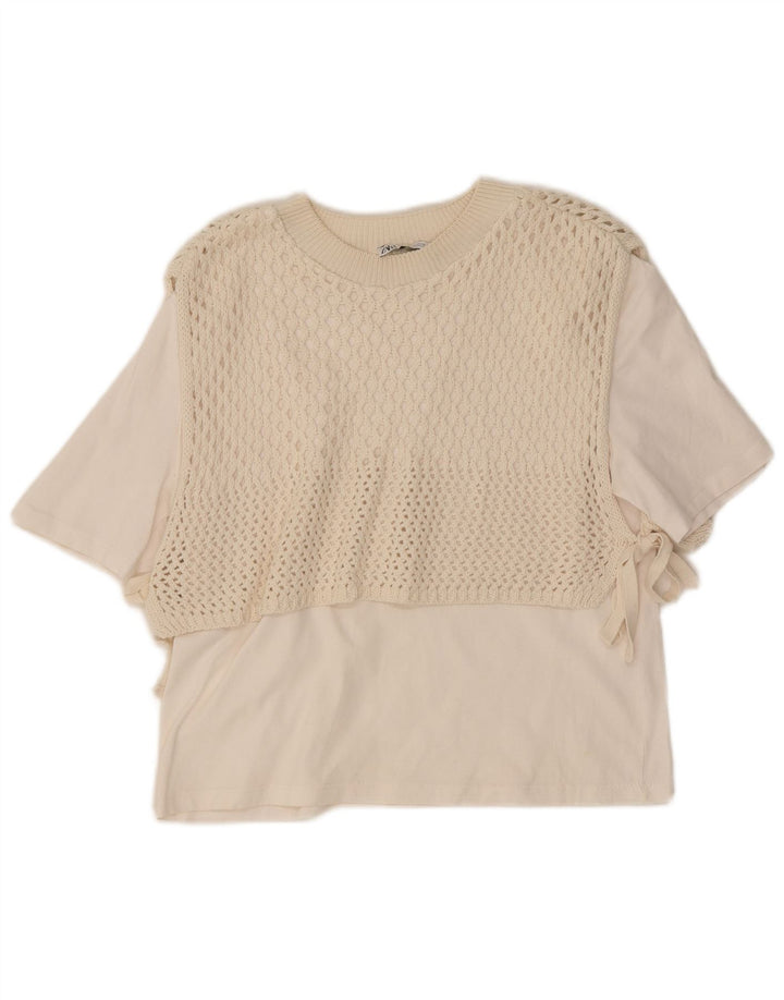 Zara Womens Blouse Top UK 12 Medium White