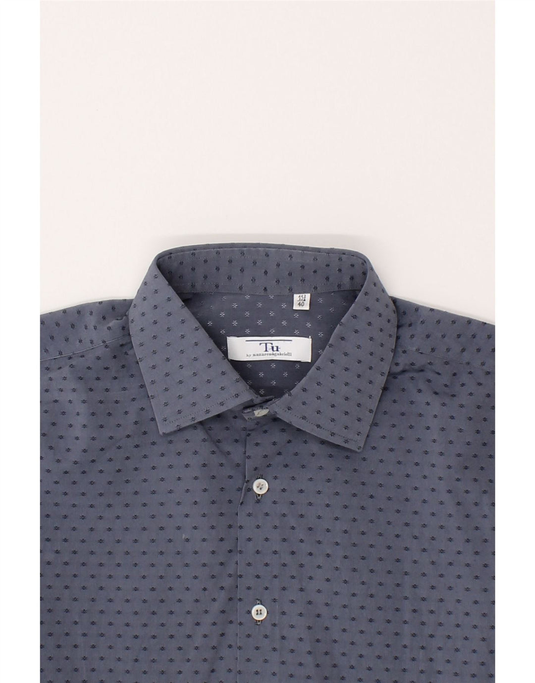 NAZARENO GABRIELLI Mens Shirt Size 15 3/4 40 Medium Blue Spotted Vintage Nazareno Gabrielli and Second-Hand Nazareno Gabrielli from Messina Hembry 
