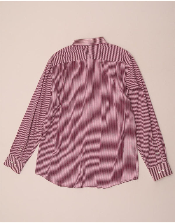 Pierre Cardin Mens Shirt Size 16.5 Large Burgundy Pinstripe Cotton