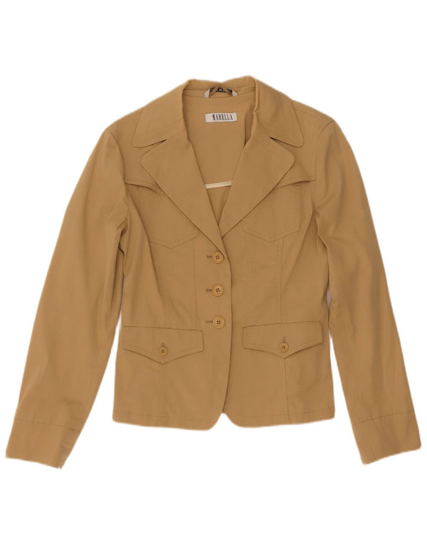 Marella Womens 3 Button Blazer Jacket UK 6 XS Beige Cotton