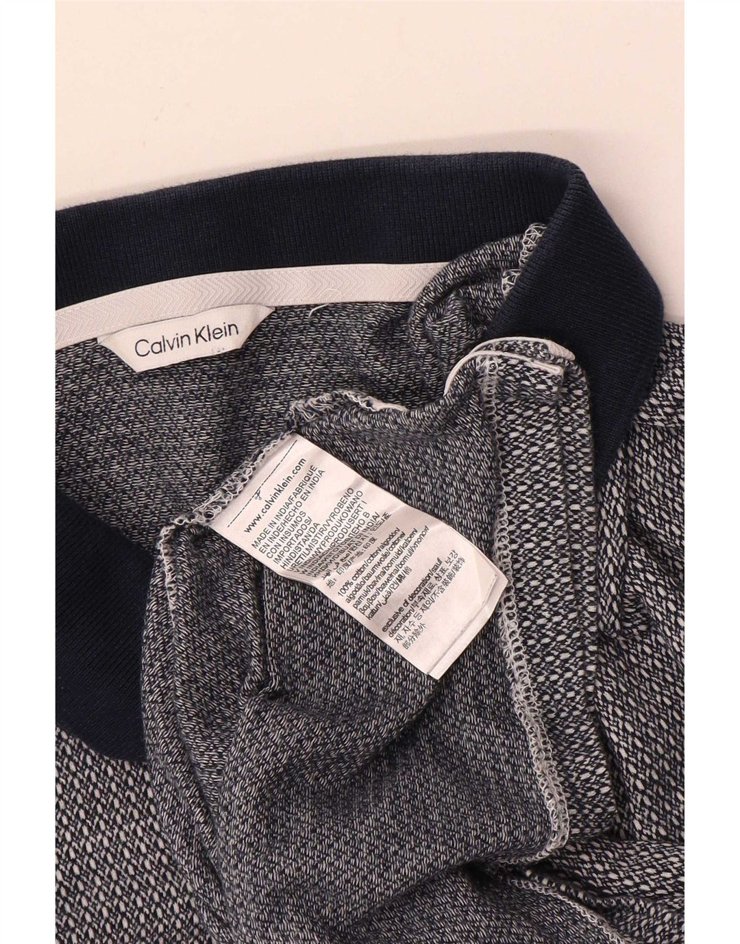 Calvin Klein Mens Short Sleeve Polo Shirt Medium Navy Blue Flecked