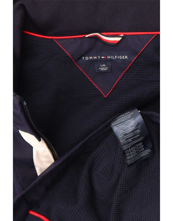 Tommy Hilfiger Womens Rain Jacket UK 14 Large Navy Blue Colourblock Nylon