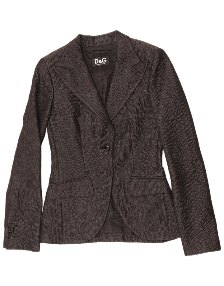 Dolce & Gabbana Womens 2 Button Blazer Jacket IT 42 Medium Black Polyester