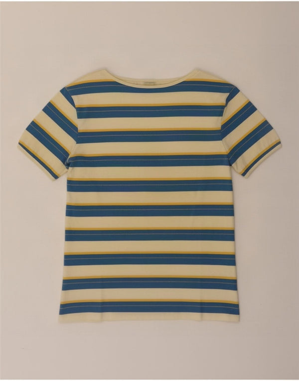 Benetton Womens T-Shirt Top UK 14 Medium Blue Striped Cotton