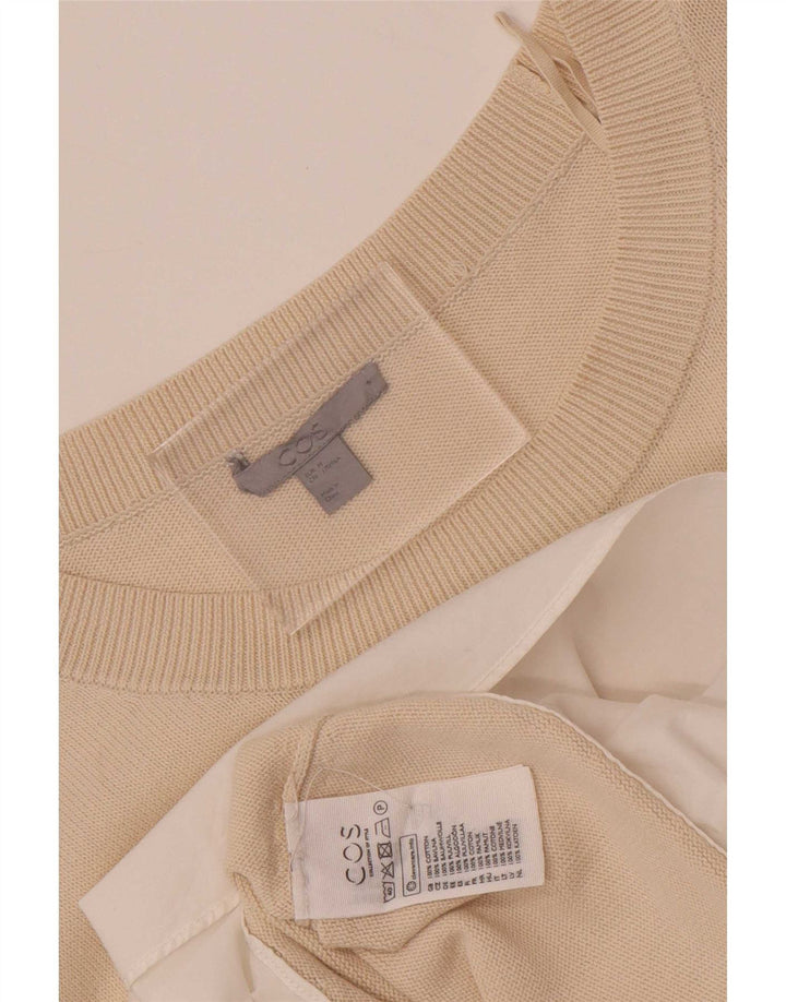 Cos Womens 3/4 Sleeve Tunic Top UK 14 Medium Beige Colourblock Cotton