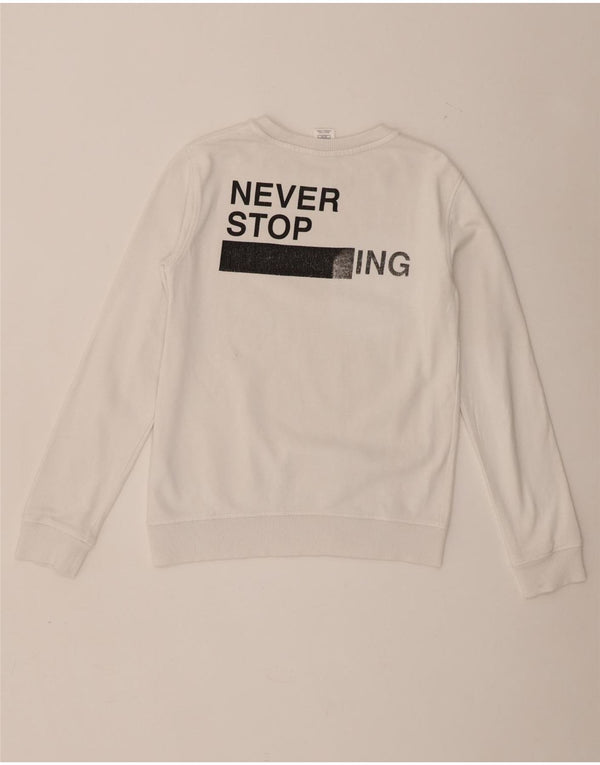 The North Face Boys Graphic Sweatshirt Jumper 14-15 Years XL White Cotton