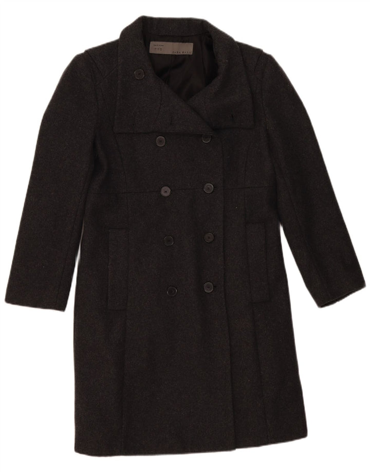 Zara Womens Double Breasted Coat UK 16 Large Grey Wool
