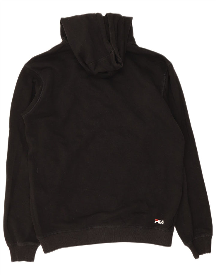 Fila Mens Graphic Hoodie Jumper Small Black Cotton