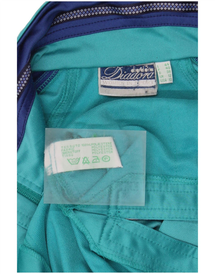Diadora Womens Tracksuit Top Jacket UK 12 Medium Turquoise Colourblock