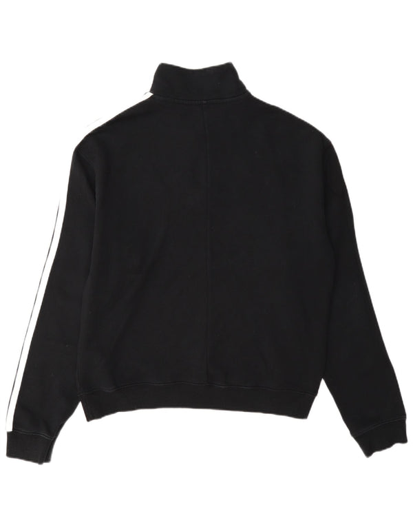 Adidas Womens Zip Neck Sweatshirt Jumper UK 12/14 Medium Black Cotton