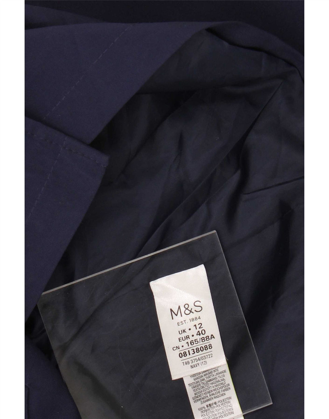 Marks & Spencer Womens Trench Coat UK 12 Medium Navy Blue Polyester