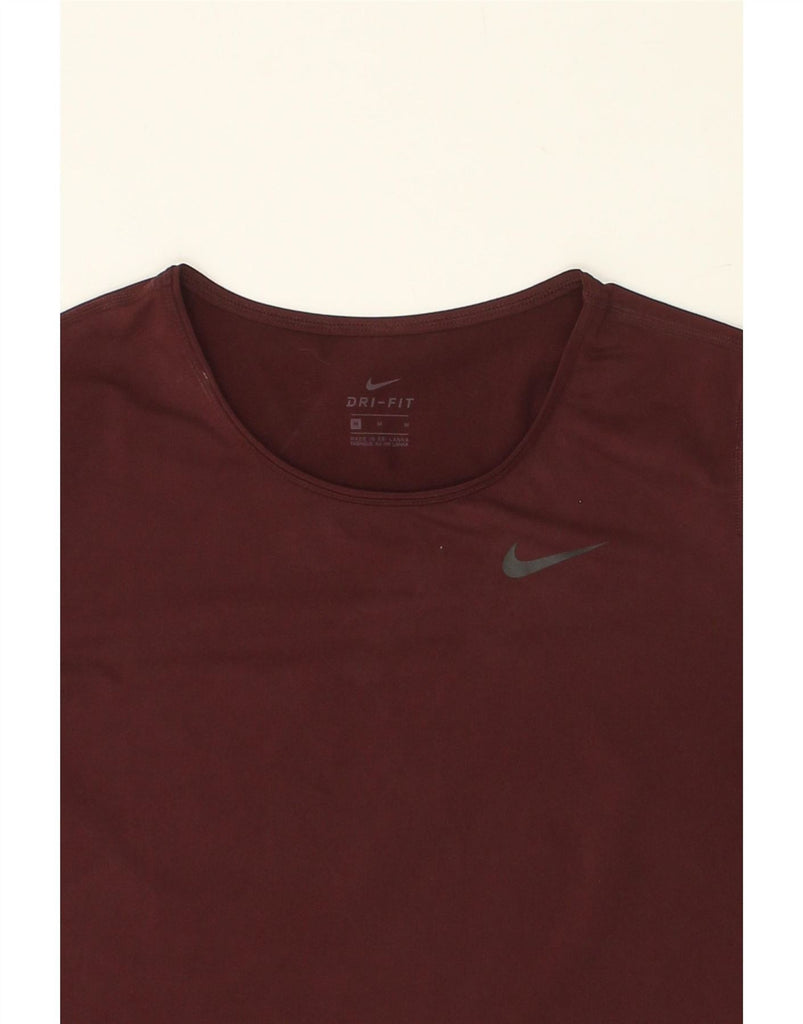 NIKE Womens Dri Fit T-Shirt Top UK 12 Medium Maroon Polyester Vintage Nike and Second-Hand Nike from Messina Hembry 