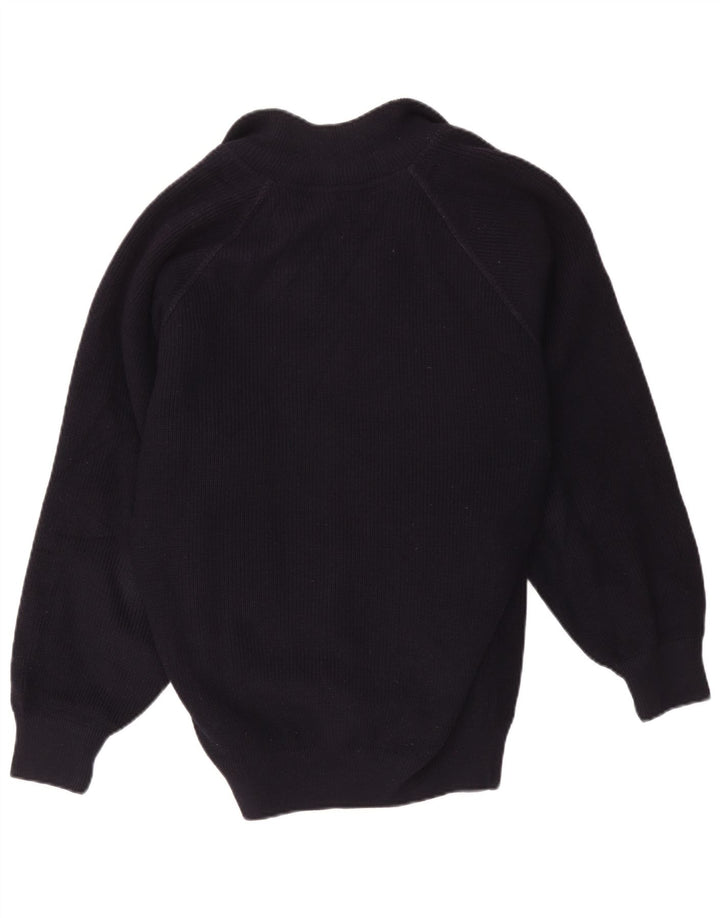Vintage Mens Knit Bomber Jacket UK 40 Large Black Wool
