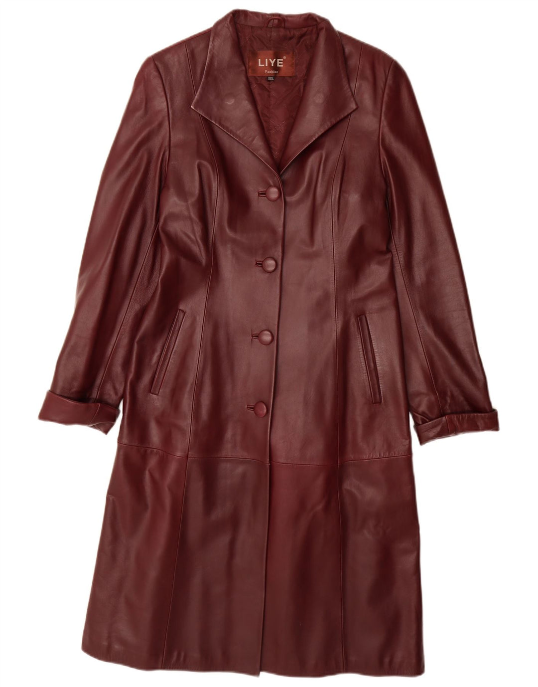 Vintage Womens Leather Coat UK 20 2XL Burgundy Leather