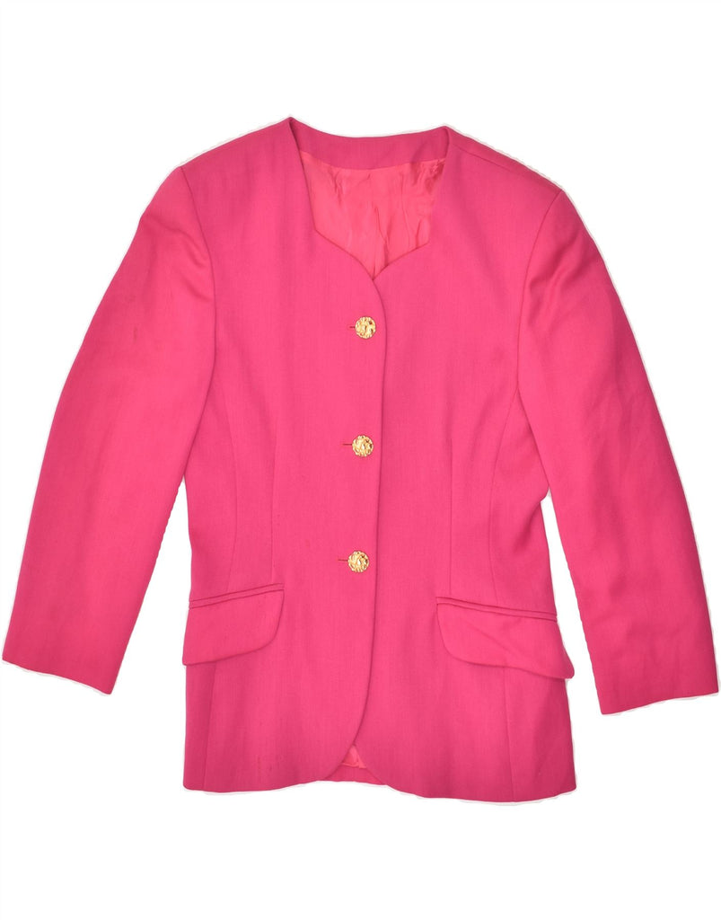 VINTAGE Womens 3 Button Blazer Jacket IT 42 Medium Pink Virgin Wool | Vintage Vintage | Thrift | Second-Hand Vintage | Used Clothing | Messina Hembry 