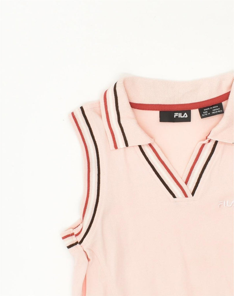 FILA Girls Polo Dress 13-14 Years XL Pink Cotton | Vintage Fila | Thrift | Second-Hand Fila | Used Clothing | Messina Hembry 