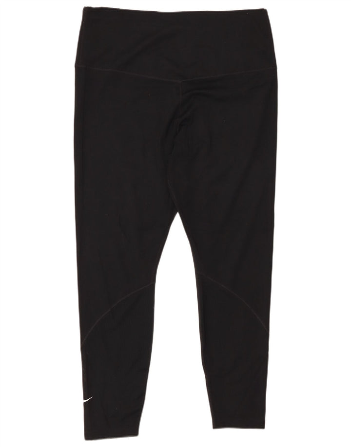 NIKE Womens Dri Fit Crop Leggings UK 18 XL Black Polyester