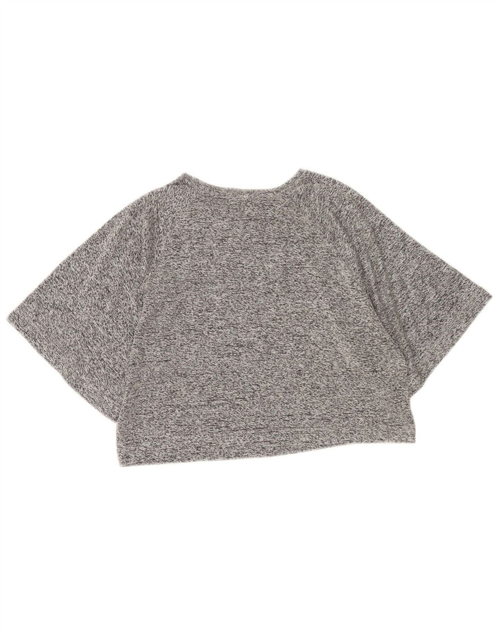 Zara Womens Crop T-Shirt Top UK 14 Medium Grey Flecked