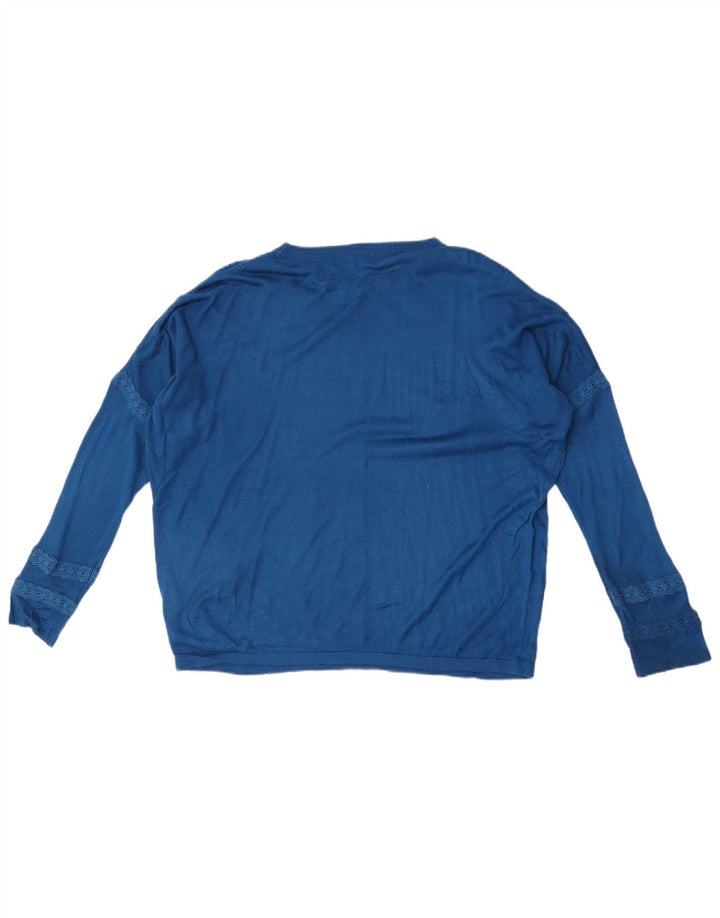 Marks & Spencer Womens Oversized Boat Neck Jumper Sweater UK 14 Medium Blue