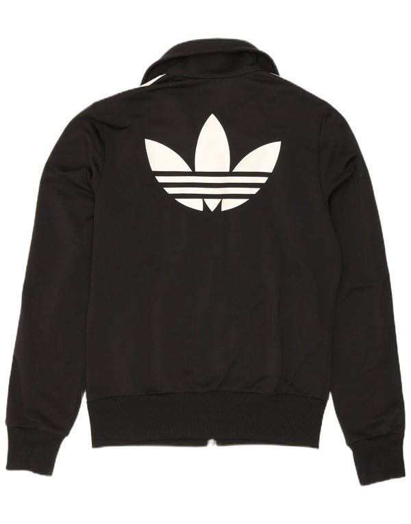 Adidas Womens Graphic Tracksuit Top Jacket EU 38 Small Black Polyester