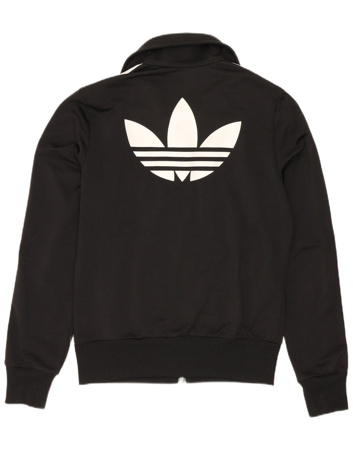 Adidas Womens Graphic Tracksuit Top Jacket EU 38 Small Black Polyester