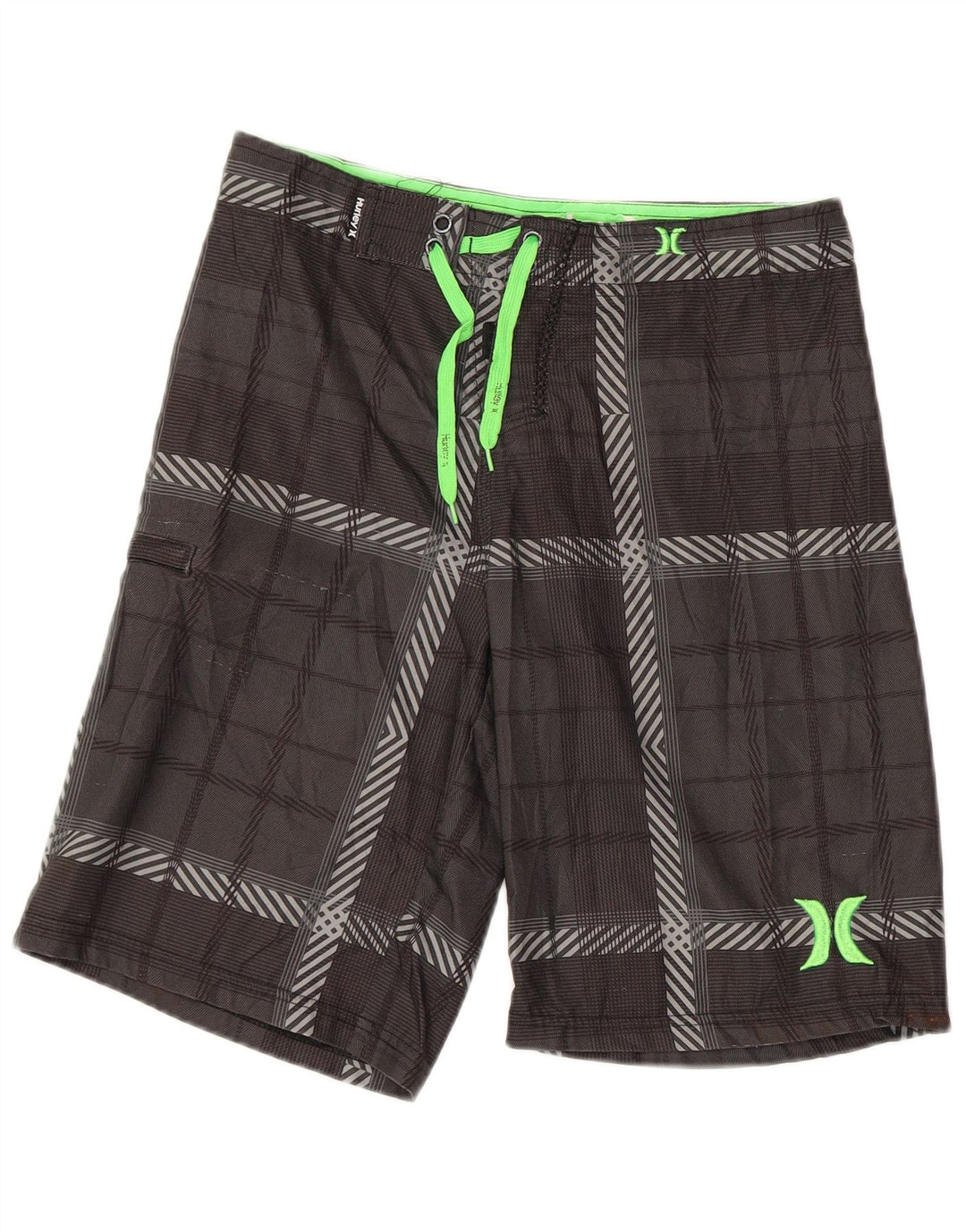 HURLEY Womens Swimming Shorts UK 12 Medium  Grey Check Polyester