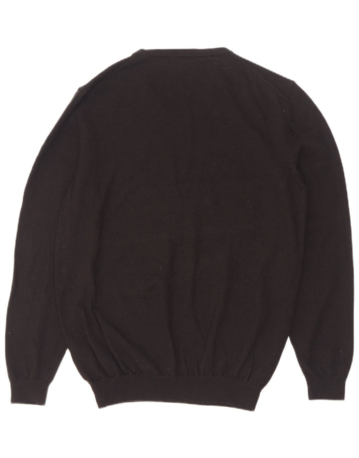 Hugo Boss Mens V-Neck Jumper Sweater XL Black Virgin Wool