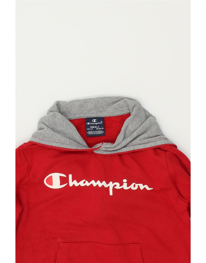 CHAMPION Girls Graphic Hoodie Jumper 7-8 Years Small Red Cotton | Vintage Champion | Thrift | Second-Hand Champion | Used Clothing | Messina Hembry 