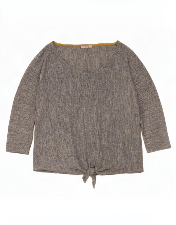 White Stuff Womens Top 3/4 Sleeve UK 16 Large Grey Linen