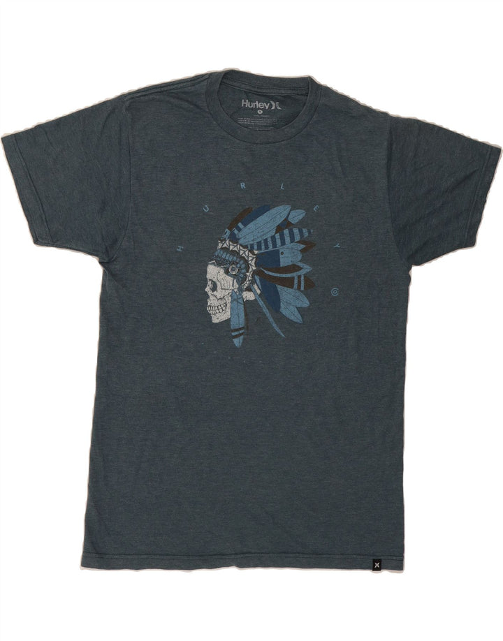 HURLEY Mens Graphic T-Shirt Top Small Blue Flecked Cotton Vintage Hurley and Second-Hand Hurley from Messina Hembry 