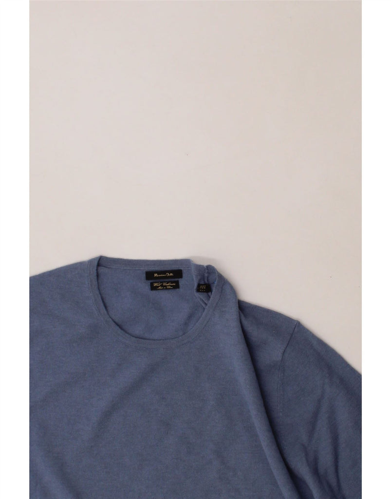 MASSIMO DUTTI Mens Crew Neck Jumper Sweater Large Blue Wool Vintage Massimo Dutti and Second-Hand Massimo Dutti from Messina Hembry 