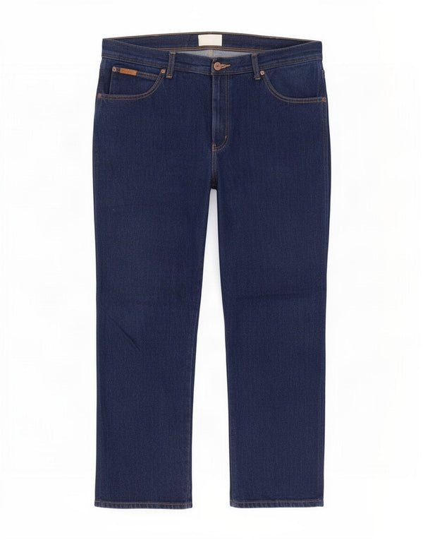 Wrangler Mens Texas Straight Jeans W40 L30 Navy Blue Cotton