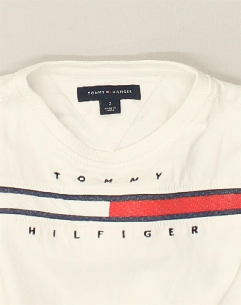 TOMMY HILFIGER Baby Girls Graphic T-Shirt Dress 18-24 Months White Cotton | Vintage Tommy Hilfiger | Thrift | Second-Hand Tommy Hilfiger | Used Clothing | Messina Hembry 