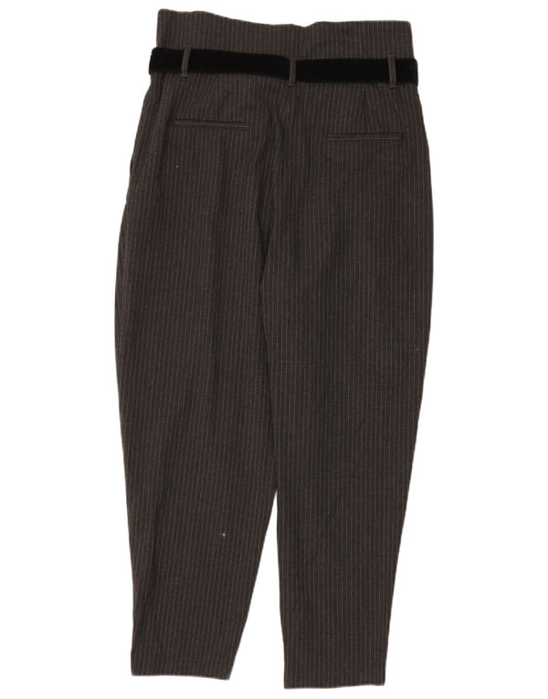 Zara Mens High Waist Pegged Casual Trousers Large W34 L26 Grey Pinstripe