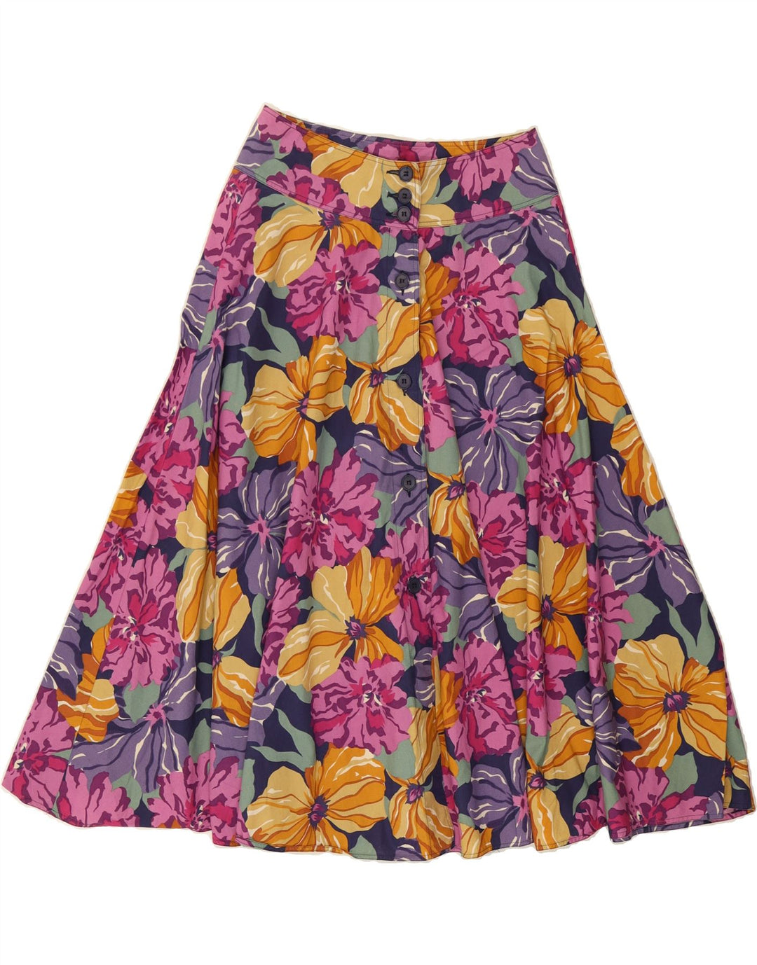BASILE Womens A-Line Skirt IT 44 Medium W28  Multicoloured Floral Cotton Vintage Basile and Second-Hand Basile from Messina Hembry 