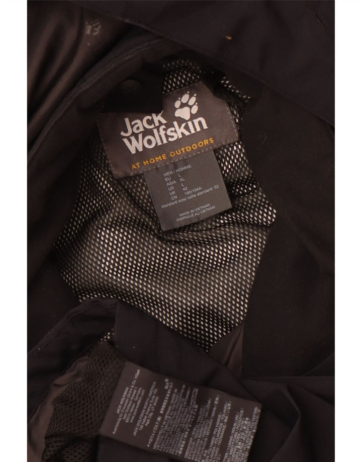 JACK WOLFSKIN Mens Hooded Rain Jacket UK 42 Large Black Polyamide