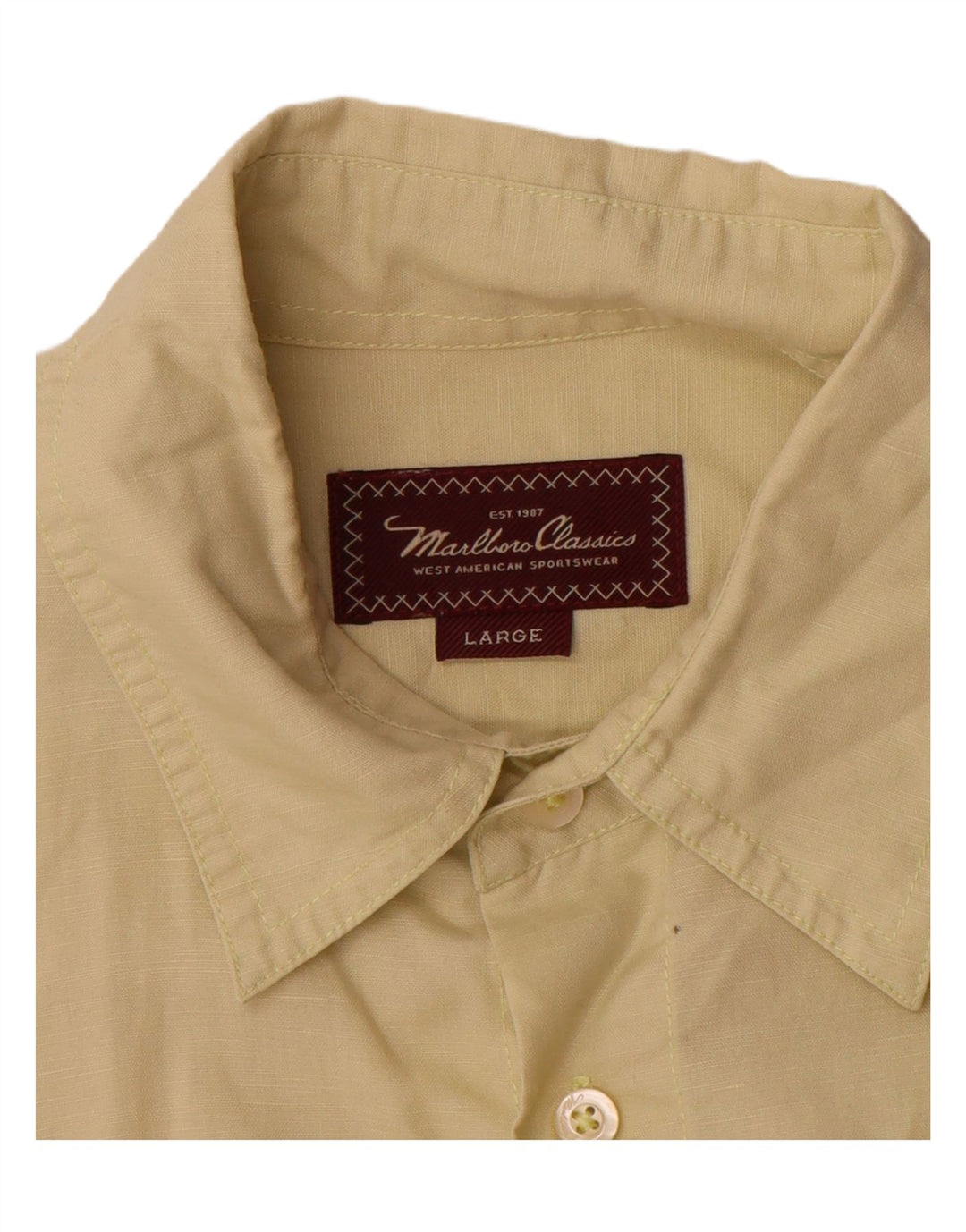 Marlboro Classics Mens Short Sleeve Shirt Large Yellow