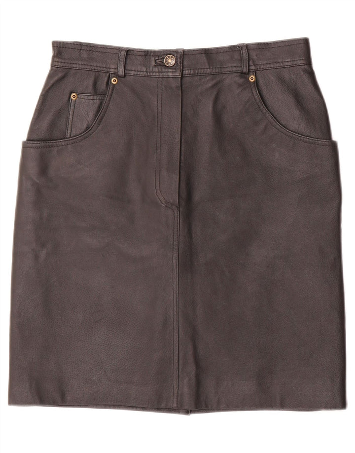 Vintage Womens Leather Skirt EU 40 Medium W28 Black Leather