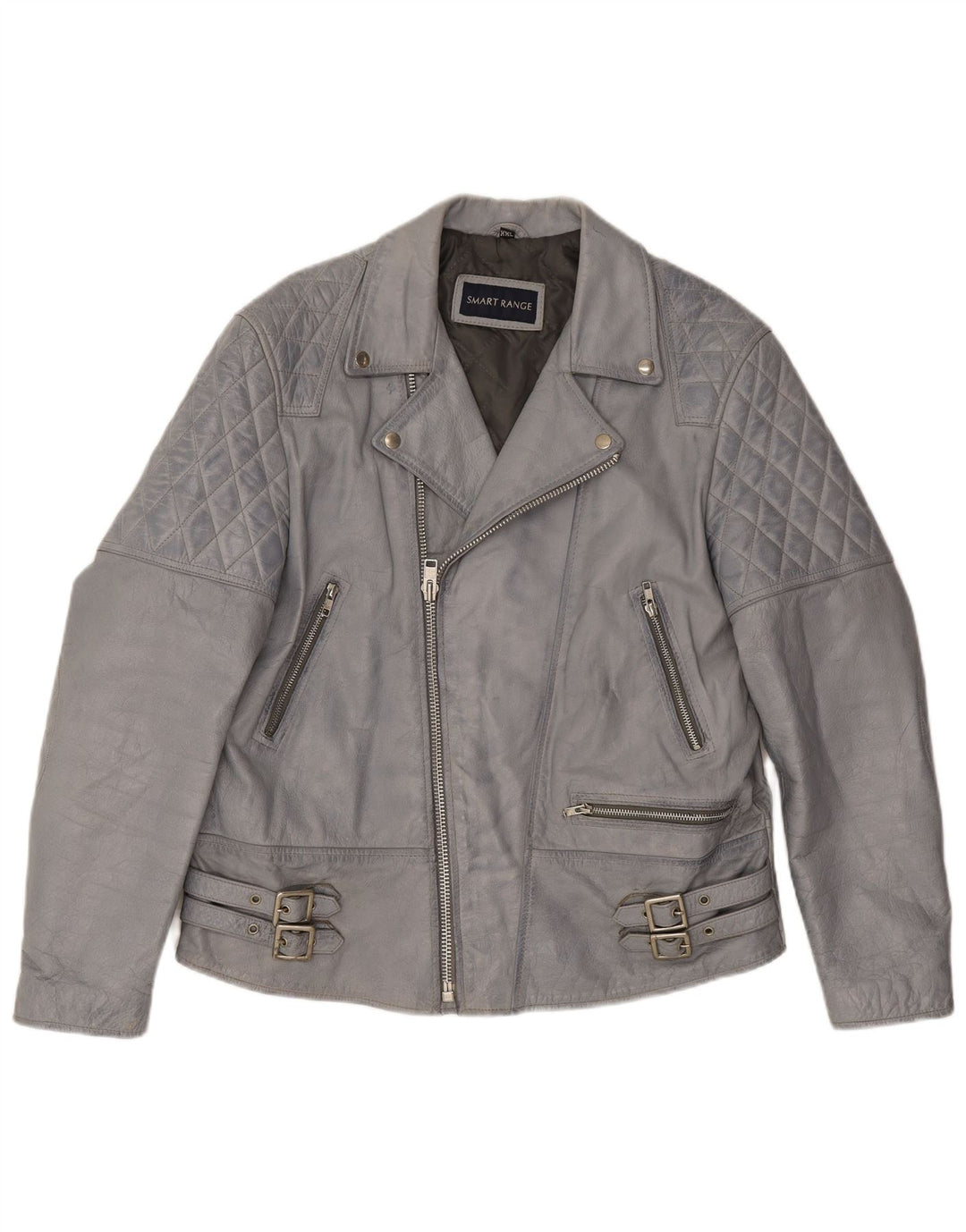 Smart Range Womens Leather Biker Jacket UK 20 2XL Blue Leather
