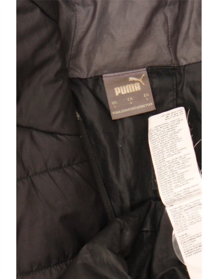 Puma Mens Hooded Padded Jacket UK 40 Large Black Polyester