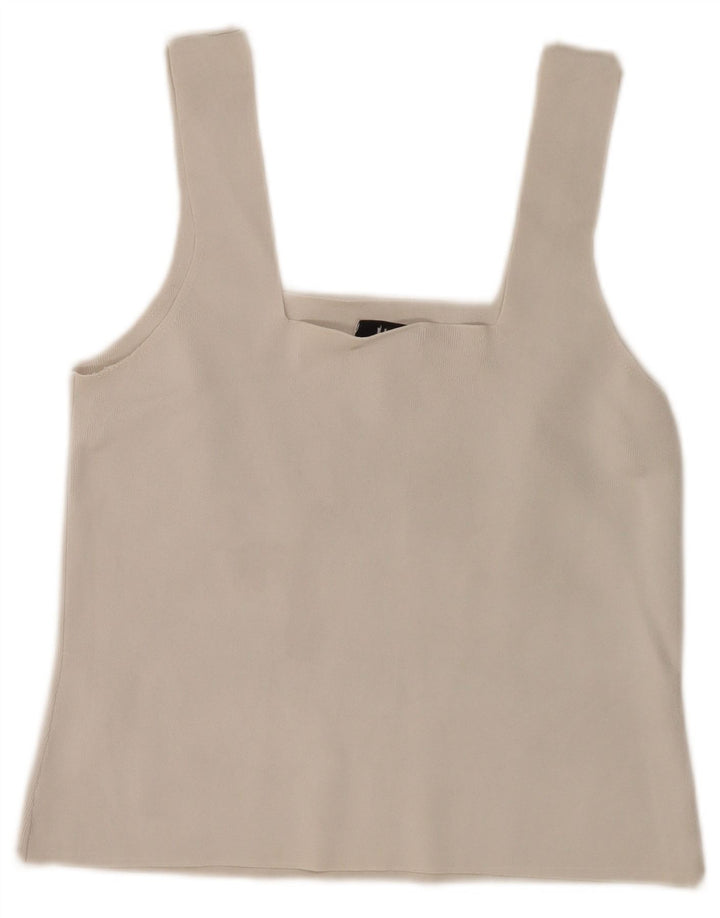Reiss Womens Crop Cami Top UK 14 Large Off White Viscose