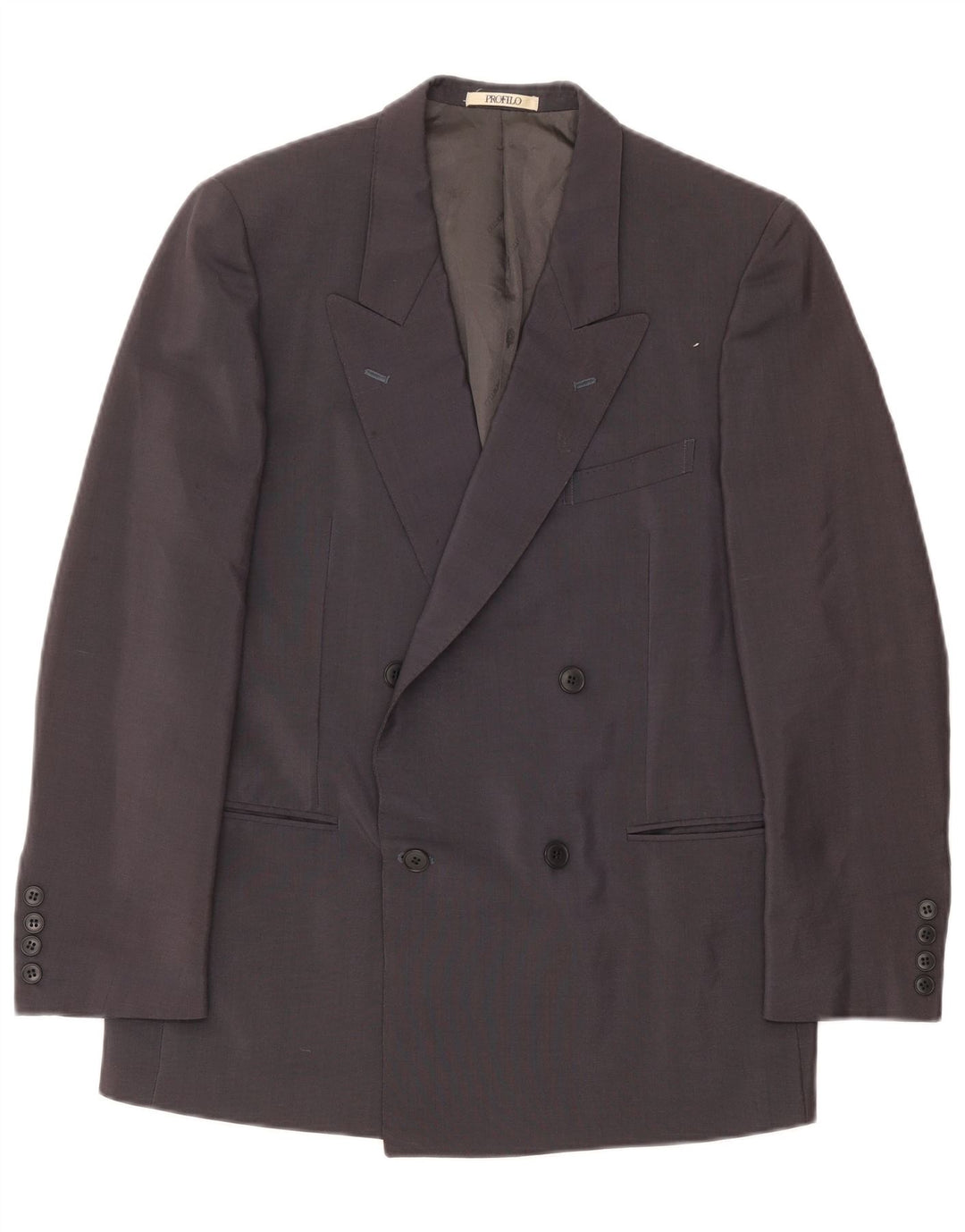 Profilo Mens 3/4 Sleeve Double Breasted Blazer Jacket UK 38 Medium Grey