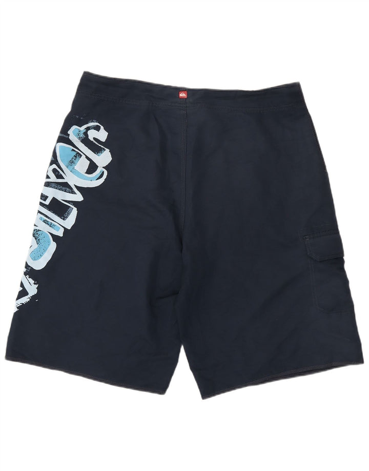 Quiksilver Mens Graphic Swimming Shorts Large Navy Blue Polyester