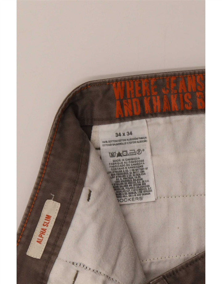 Dockers Mens Alpha Slim Jeans W34 L34 Brown Cotton