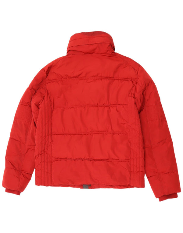 Zara Mens Hooded Padded Jacket UK 44 2XL Red Polyester